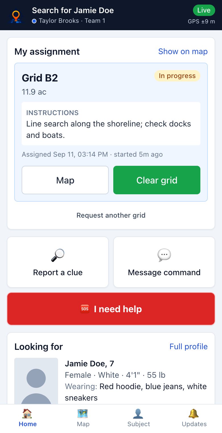 Field app showing an assignment