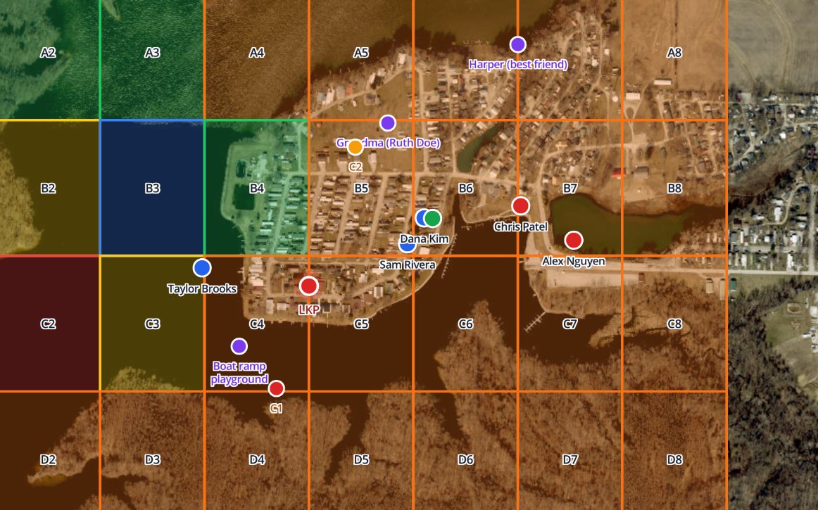 Search grids over satellite imagery
